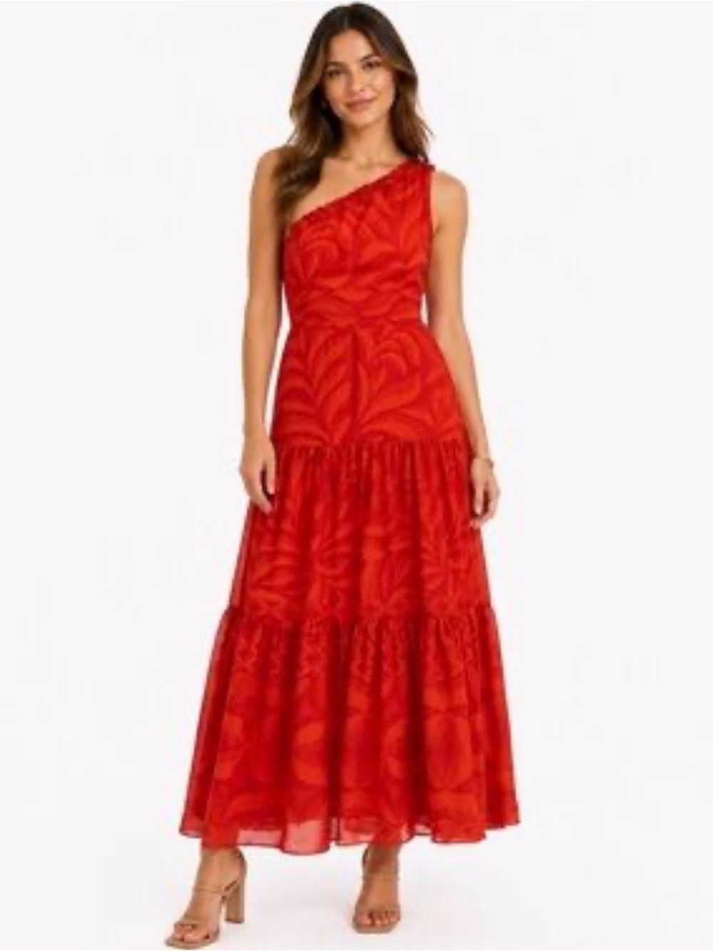 Taylor One-Shoulder Red Maxi Dress